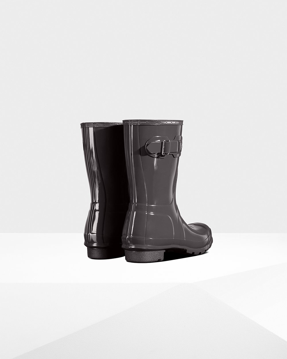 Womens Short Rain Boots - Hunter Original Gloss (95JHKBGUI) - Grey